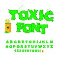 Toxic font. Green alphabet nuclear waste. Venomous acid alphabet