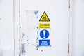 Toxic hazard danger sign on industrial factory door