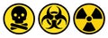 Toxic Hazard Sign, Biohazard Sign and Radiation Hazard Sign Royalty Free Stock Photo