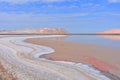 Toxic lake between the potash waste hills