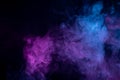Toxic movement of color purple and blue smoke