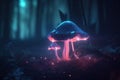 Toxic pink blue neon mushrooms.