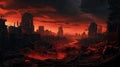 Toxic Ruins: A Post-Apocalyptic City Engulfed in Red Smoke