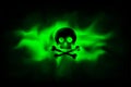 Toxic sign on a background of infected green fog. Poison hazard sign. Dangerous haze poisoned. Spreading smoke attack biological