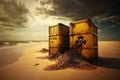 toxic sludge leaking from buried containers on the beach