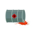 Toxic waste barrel. Radioactive industry garbage emissions. Chem