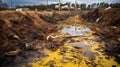 Toxic waste infiltrating the ground, causing ecological imbalances