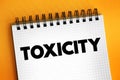 Toxicity - the quality or degree of being toxic, text concept background