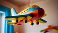 Toy airplane flying high propeller spinning fast generated by AI Royalty Free Stock Photo