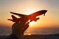 Toy airplane in hand, symbolic of travel aspirations taking flight