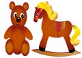Of the toy baby teddy bear and horsy Royalty Free Stock Photo