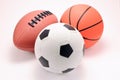 Toy basketball, football and soccer balls Royalty Free Stock Photo