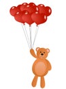 Teddy Bear with Red Heart Shaped Balloons Royalty Free Stock Photo