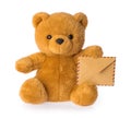 Toy bear holding envelope mail concept isolated white background