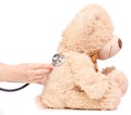 Toy bear stethoscope in hand medical medicine