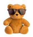 Toy bear wearing sunglasses clipping path