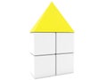 Toy block house with a yellow roof