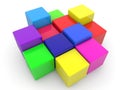 Toy blocks of different colors on a white Royalty Free Stock Photo