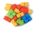 toy blocks, interlocking plastic bricks on white