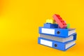 Toy blocks with stack of ring binders Royalty Free Stock Photo