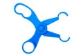 Toy blue medical forceps. On a white background, isolated Royalty Free Stock Photo
