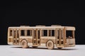 Toy for boys, handmade wooden bus. Royalty Free Stock Photo