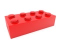 Toy brick in red color on white Royalty Free Stock Photo