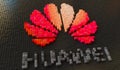 Toy bricks compose logo of HUAWEI. Editorial conceptual 3d rendering