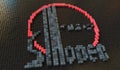 Toy bricks compose logo of SINOPEC. Editorial conceptual 3d rendering