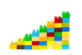 Toy bricks shape as a growing trend on white