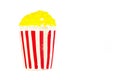 Toy bright striped glass with yellow popcorn.