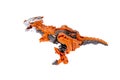 Toy, brown robot dinosaur On white background, isolated
