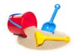 Toy bucket rake and spade Royalty Free Stock Photo