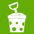 Toy bucket and shovel icon green Royalty Free Stock Photo