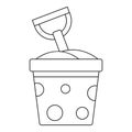 Toy bucket and spade icon, outline style Royalty Free Stock Photo