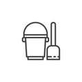 Toy bucket and spade line icon Royalty Free Stock Photo