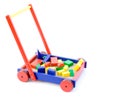 Toy building blocks in a cart Royalty Free Stock Photo