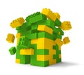 Toy building blocks tower collapsing 3D Royalty Free Stock Photo