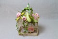 Yellow bird toy statue on cage vintage old sweet beautiful nice