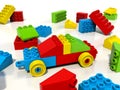 Toy car built from colorful blocks, lego style Royalty Free Stock Photo