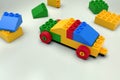 Toy car built from colorful blocks, lego style Royalty Free Stock Photo