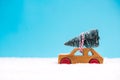 Toy car with Christmas tree Royalty Free Stock Photo