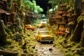 Toy Car City. Miniature of urban architecture