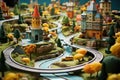 Toy Car City. Miniature of urban architecture