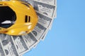 Toy car on dollars, cost concept, auto insurance Royalty Free Stock Photo