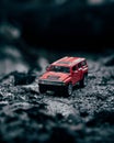 Toy car front view isolated on white background | Orange car on white background