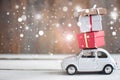 Toy car with gifts Royalty Free Stock Photo