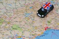 Toy car on the map Royalty Free Stock Photo