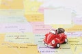 Toy car on map Royalty Free Stock Photo