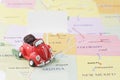 Toy car on map Royalty Free Stock Photo